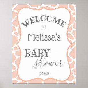 Rosa Baby Girl Giraffe Baby Shower Poster