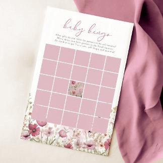 Rosa Baby in Blüte Wildblumen Baby Bingo Spiel