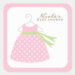 Rosa Baby-Kleid Quadratischer Aufkleber