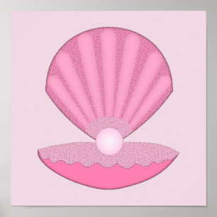 Rosa Baby Mädchen Austernschale und Perle Poster