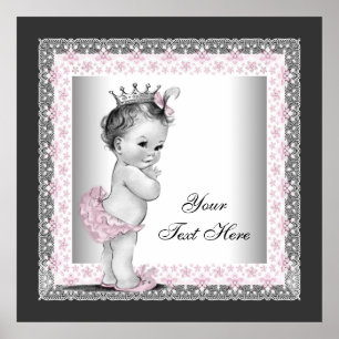 Rosa Baby Mädchen Prinzessin Vintage Poster