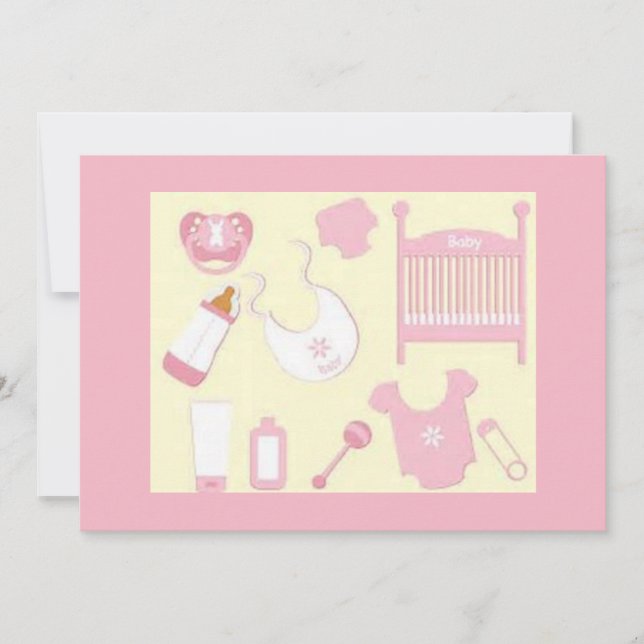 ROSA BABY-MATERIAL-BABYPARTY LADEN EIN EINLADUNG (Vorderseite)