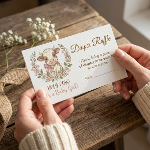 Rosa Baby-Party Diaper-Raffel Heilige Kuh Begleitkarte