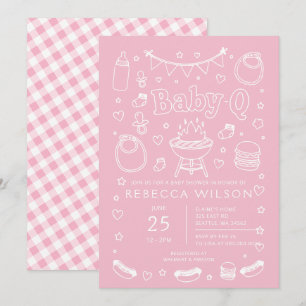 Rosa Baby Q Bbq Grill Mädchen Baby Shower Einladung