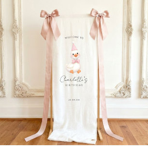 Rosa Baby-Schleife Silly Goose Geburtstags-Willkom Banner