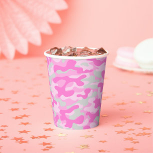 Rosa Baby Shower Camo Pappbecher