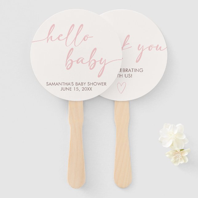 Rosa Baby Shower-Einladung Fächer (Vorne und Hinten)