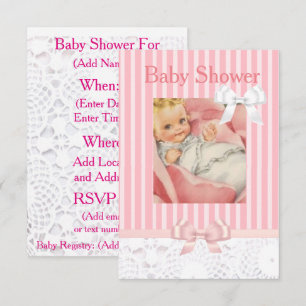 Rosa Baby-Shower-Einladung für Mädchen mit Spitze Einladung