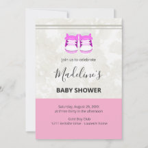 Rosa Baby Shower Einladung – Individuelle Baby Mäd