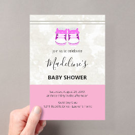 Rosa Baby-Shower-Einladung – Individuelle Einladun Acryleinladungen