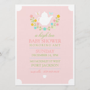 Rosa Baby Shower Einladung zum High Tea