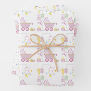 Rosa Baby Shower-Geschenkpapierbogen Geschenkpapier Set