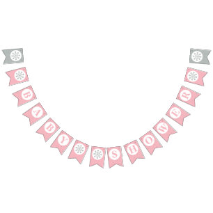 Rosa Baby Shower Girlande Flaggen - Mädchen BabySh