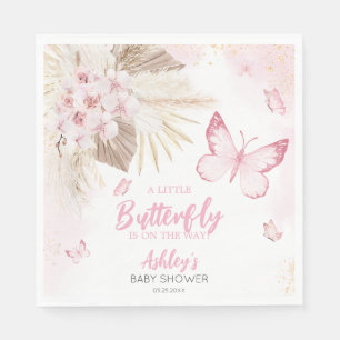 Rosa Baby Shower mit Schmetterling Serviette