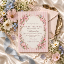 Rosa Baby Shower mit Wildblumen