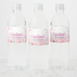 Rosa Baby Shower unter dem Meer Wasserflaschenetikett