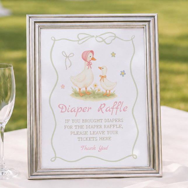 Rosa Baby Shower Windel-Raffel für Mutter Gans  Poster (Von Creator hochgeladen)