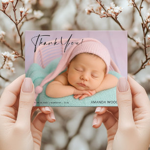 Rosa Babydankeskarte mit Foto-Postkarte Postkarte