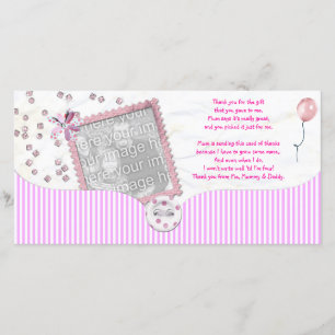 Rosa Babydusche danken Ihnen Foto-Karte vom Baby Dankeskarte