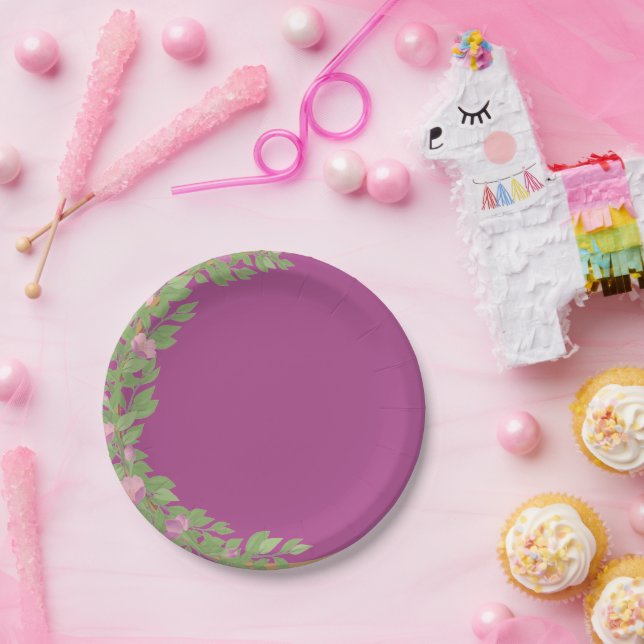 Rosa Babydusche Hochzeit schlicht Pappteller (Party)