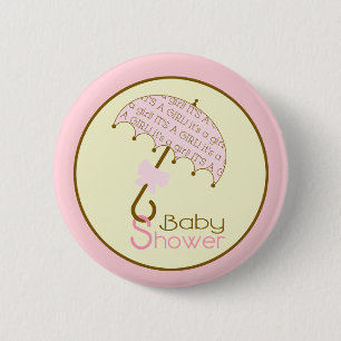 Rosa Babydusche - Regenschirm Button