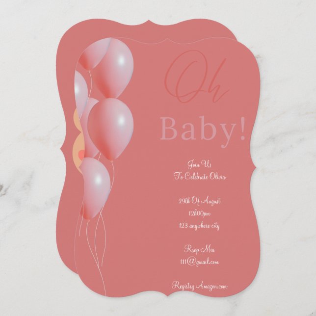 Rosa-Babydusche Save The Date (Vorne/Hinten)