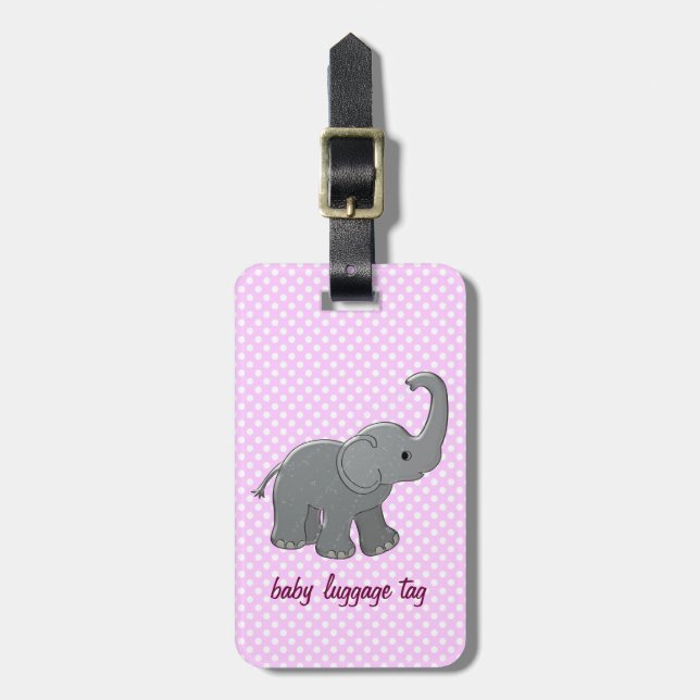 rosa Babyelefant Gepäckanhänger (Vorderseite vertikal)