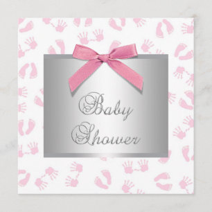 Rosa Babyhände Füße Baby Mädchen Shower Einladung