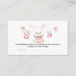 Rosa Babykleidung Mädchen Windel-Raffle Babyparty Begleitkarte