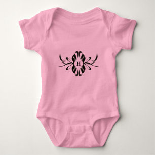 Rosa Babymit Monogramm und elegantem schwarzen Bog Baby Strampler