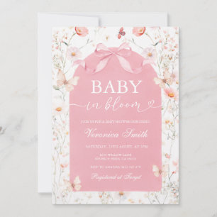 Rosa Babyparty 'Baby in Bloom' Einladung