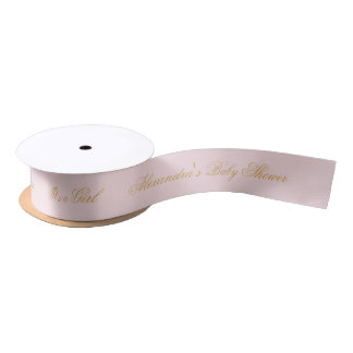 Rosa Babyparty Es ist ein Mädchen Elegantes Goldsc Satinband