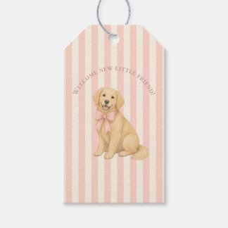 Rosa Babyparty für Golden Retriever Geschenkanhänger