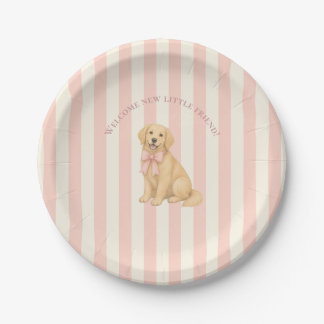 Rosa Babyparty für Golden Retriever Pappteller