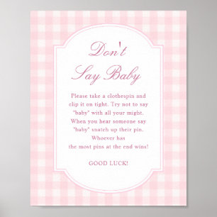 Rosa Babyparty-Schild "Sag nicht Baby" Poster