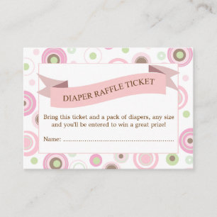 Rosa Babyparty-Windelraffle-Karten-Einsatz Begleitkarte