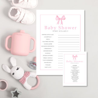 Rosa Babyparty-Wortverdrehspiel – Druckbare Datei Briefbogen