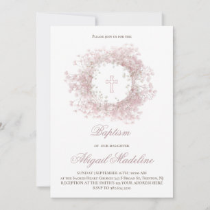 Rosa Baby's Breath-Blumen Taufe Einladung