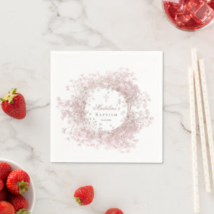 rosa Baby's Breath Taufe Serviette