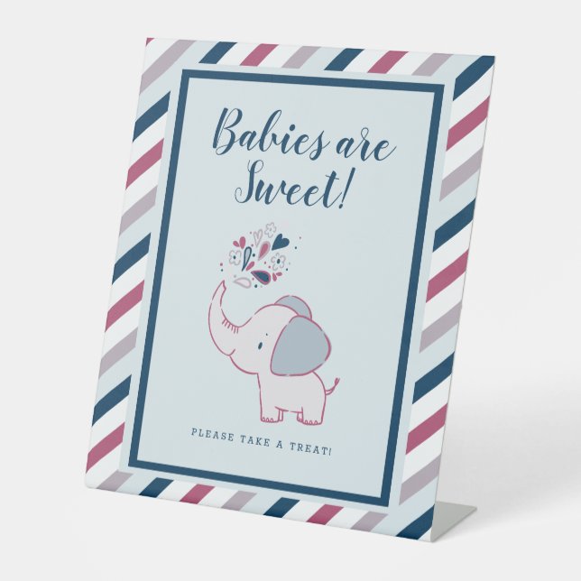 Rosa Babys sind eine süße Elephant Baby Shower Lec Sockelschild (Vorderseite)