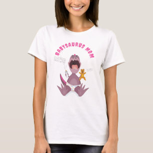 Rosa Babysaurus-Mama T-Rex  T-Shirt
