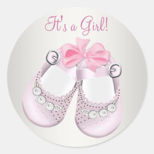 Rosa Babyschuhe Rosa Babyparty-Aufkleber Runder Aufkleber