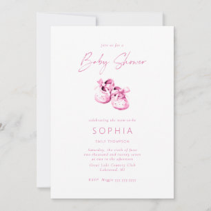 Rosa Babyschuhe zarte Babyparty Einladung