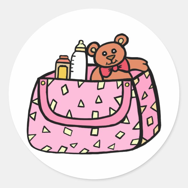 Rosa Babytasche Runder Aufkleber (Vorderseite)