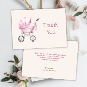 Rosa Babywagen Baby Shower Dankeskarte