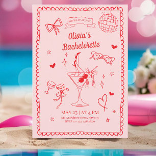 Rosa Bachelorette Cocktail Party Bachelorette Einladung
