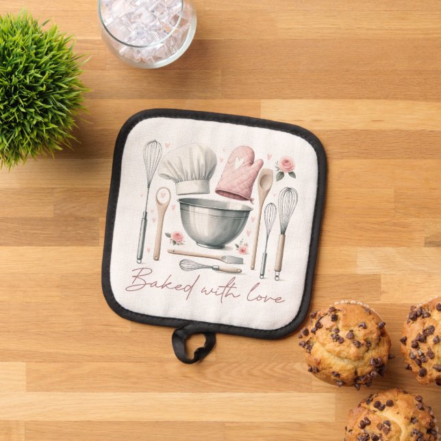 Rosa Backen mit Liebe-Angebot Topflappen (Oben Unten)