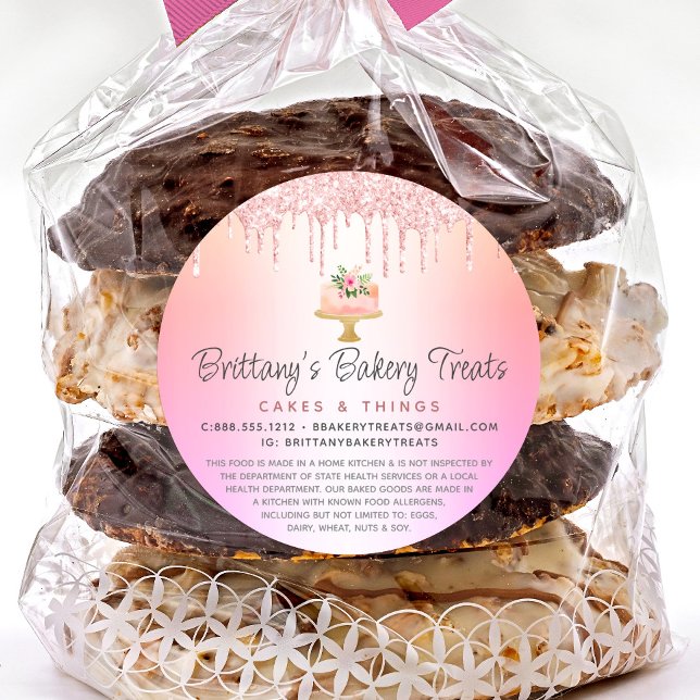 Rosa Bäckerei Glitzer Rainbow Ombre Gesetzlich Runder Aufkleber (Von Creator hochgeladen)