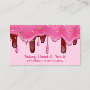 Rosa Bäckerei-Konditor-Cream-Drips-Donut-Streusel Visitenkarte
