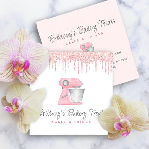 Rosa Backmischermaschinen-Glitter-Tropfen-Pastry-C Quadratische Visitenkarte